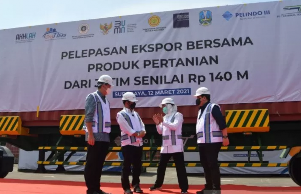 Tiga Menteri Lepas Ekspor Produk Pertanian Jatim Senilai Rp140 Miliar di Teluk Lamong (Foto: Ist/Ant)